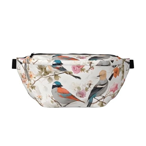 Supergroße Umhängetasche für Herren und Damen, verstellbare Gürteltasche für Outdoor-Sport, Wandern, Reisen, Radfahren, Wandern, Klettern, Japanische Kiefer und Vögel, Einheitsgröße, Lässiger von KDUBNJDS