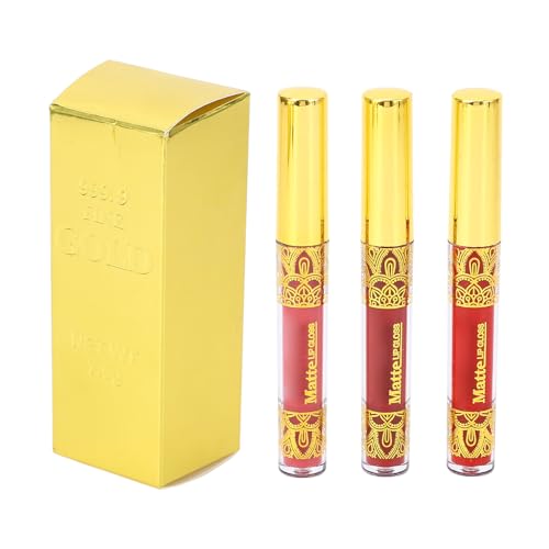 3pcs 2.5ml Mattes Lipglossset anhaltender Farbstoff Wasserdichter Lipgloss Glanz Lippenstift für Frauen 04 05 06 von KDUTYE