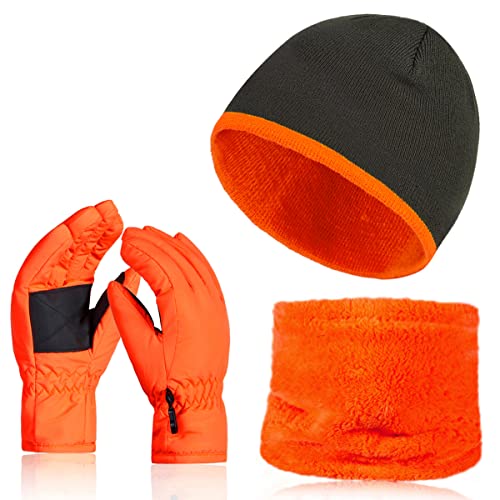 KDWAVE Kinder Skifahren Schnee Winter Handschuhe Teddy Fleece Schal Mütze Niedliche Beanie Handschuhe Halswärmer für kaltes Wetter von KDWAVE