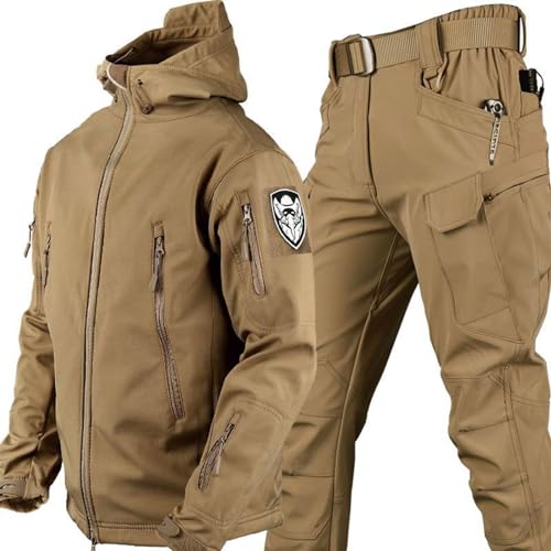 Herren-Angelanzug, Winter, Haifischhaut, Softshell-Fleece, dick, Bergsteigen, Camping, Kleidung, Taktiktraining, wasserdicht, Khaki|Größe L Herren-Angelanzug, Winter, Haifischhaut, Softshell-Fleece, dick, Bergsteigen, Camping, Kleidung, Taktiktraining, wasserdicht, Khaki|Größe L von KEAAN