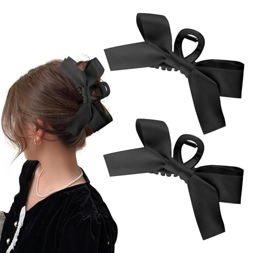 Haarklammern mit Schleife, hochwertige Schleife, rutschfest, für Damen, elegantes Schleifen-Design, Schwarz, 2 Stück von KEAHND