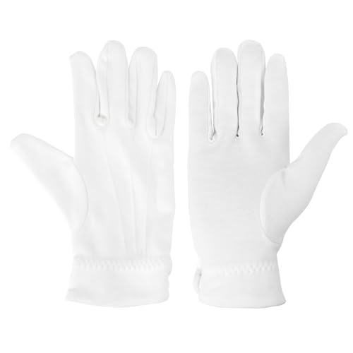 2 Paar Weiß Parade Kostüm Handschuhe,Weiße Handschuhe Schützenfest,Stoffhandschuhe Weiß Baumwolle von KEAHND