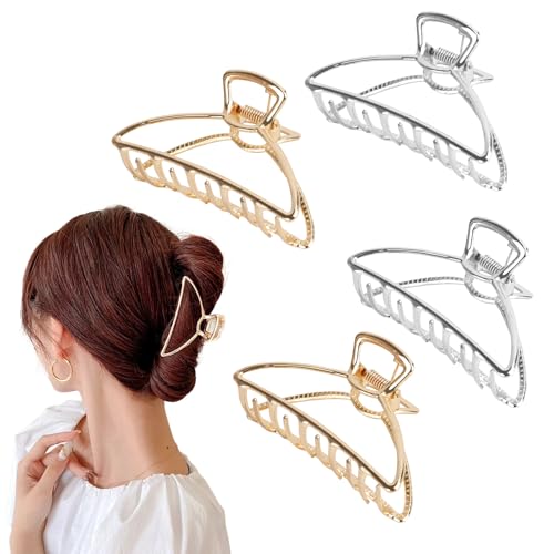 KEAHND 4 Stück Metall-Haarklammern, Groß, Dickes Haar, Damen, Gold Silber von KEAHND