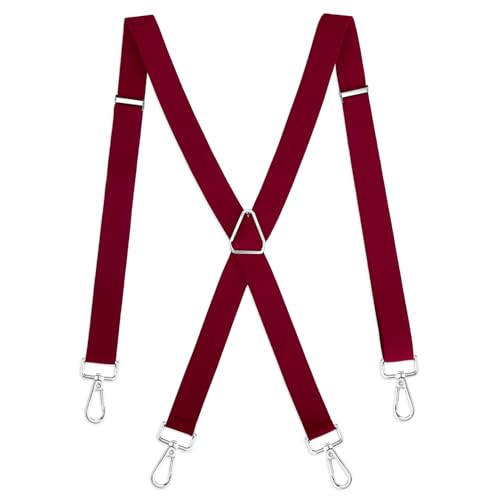 Hosenträger für Herren - Extra Stark, Breit, Rot - Burgunderfarbene Dehnbare Gurte für Hochzeitshemd-Hosengurte von KEAHND