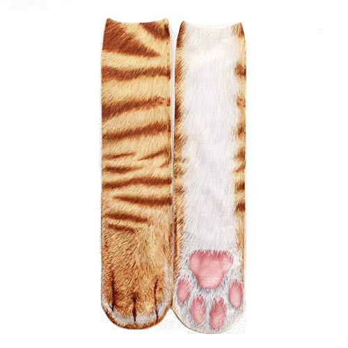 3D-Druck Katze Pfote Socken Herren Damen Unisex Lustig Tier Neuheit Atmungsaktiv - Schwarz - Large von KEAIDO