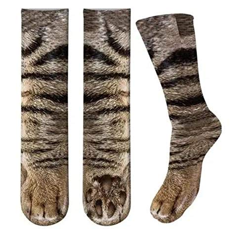 3D-Druck Katze Pfote Socken Herren Damen Unisex Lustig Tier Neuheit Atmungsaktiv - Schwarz - Large von KEAIDO
