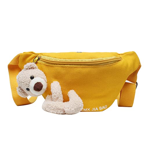 Bauchtasche Bauchtasche Teddybär, 3D Cartoon Tier Kawaii Süße Tragetasche Brusttasche Tasche Japanischer Stil Geldbörse Schultertasche Mädchen Junge Teenager Kind Student Schule Outdoor Sport (Gelb) von KEAIDO