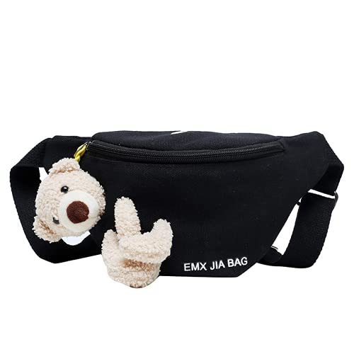 Bauchtasche Bauchtasche Teddybär, 3D Cartoon Tier Kawaii Süße Tragetasche Tasche Japanischer Stil Geldbörse Schultertasche Mädchen Junge Teenager Kind Student Schule Outdoor (Schwarz) von KEAIDO