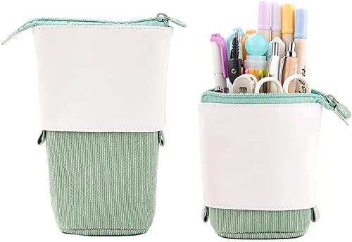 Federmappe, Pop-Up-Tasche, Schreibwarenhalter, niedlich, stehend, Make-up-Tasche, Kosmetik-Aufbewahrungsbox für Studenten, Kinder, Teenager, Schulbedarf, Büro, Organizer, große Kapazität, Grün von KEAIDO