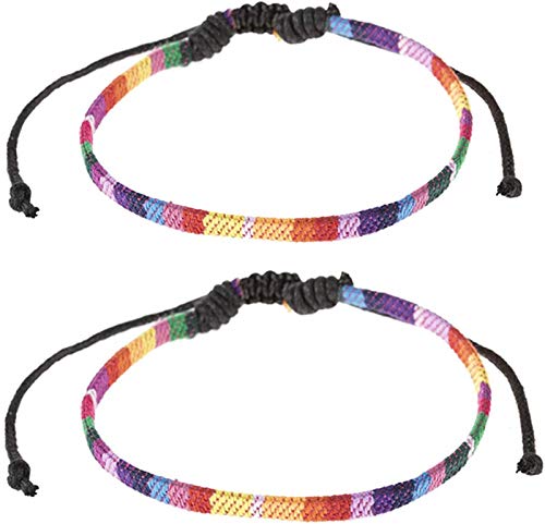 Pride Fußkettchen Gay Pride LGBT Regenbogenflagge Armband Knöchel Zubehör Verstellbarer String Wrap Armreif Handmade Pride Month Festival Parade Schmuck Geschenk für Schwul, Lesben, Bisexuell von KEAIDO