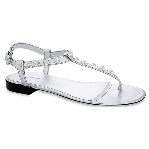 KEAOZVFE Sommer Nieten Flache Sandalen Damen Sandalen Sommer Damen Sandalen Komfort Sandalen Sommer Freizeit Sandalen Strand Sandalen Damen Sandalen von KEAOZVFE