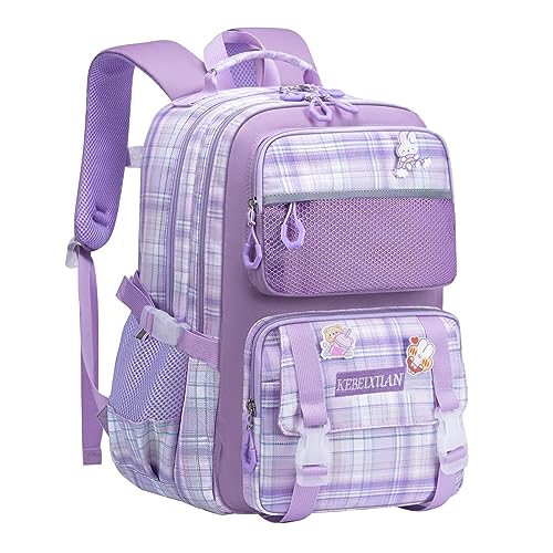 KEBEIXUAN Schulrucksack Mädchen Teenager Schulranzen Wasserdicht School Bag Backpack Casual Daypacks für Kinder Grundschüler Schüler im Alter von 6–12 Jahren(lila) von KEBEIXUAN