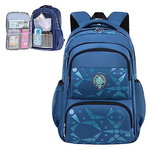 KEBEIXUAN Schulrucksack für Jungen Kühlschranktür-Stil Schultaschen Rucksäcke für Grundschule Mittelschule Teenager Jungen Kinder (Blau) von KEBEIXUAN