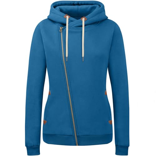 KEBORUILA Damen Sweatjacke Vicky Zip Hoodie Sweatjacke Kapuzenpullover Pullover mit Kapuze Blauer See XL KEBORUILA Damen Sweatjacke Vicky Zip Hoodie Sweatjacke Kapuzenpullover Pullover mit Kapuze Blauer See XL von KEBORUILA