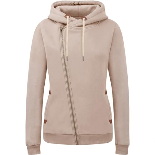 KEBORUILA Damen Sweatjacke Vicky Zip Hoodie Sweatjacke Kapuzenpullover Pullover mit Kapuze Khaki XL von KEBORUILA