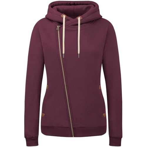 KEBORUILA Damen Sweatjacke Vicky Zip Hoodie Sweatjacke Kapuzenpullover Pullover mit Kapuze Purple L von KEBORUILA