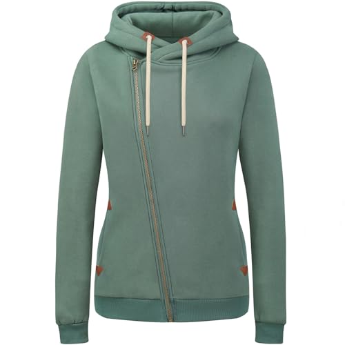 KEBORUILA Damen Sweatjacke Vicky Zip Hoodie Sweatjacke Kapuzenpullover Pullover mit Kapuze grün XL von KEBORUILA