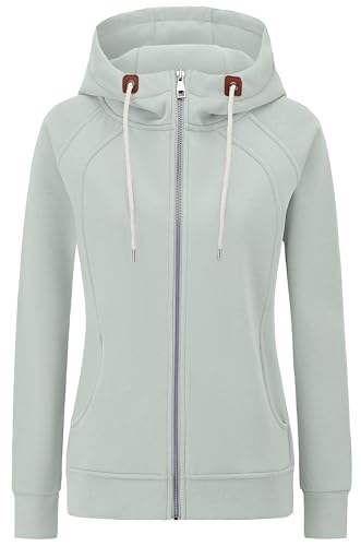 KEBORUILA Hoodie Damen Sweatjacke Kapuzenjacke Herbst Winter Sweatshirt Kapuzenpullover Mit Kapuze Reißverschluss Oberteile 2025 Aquablau S von KEBORUILA