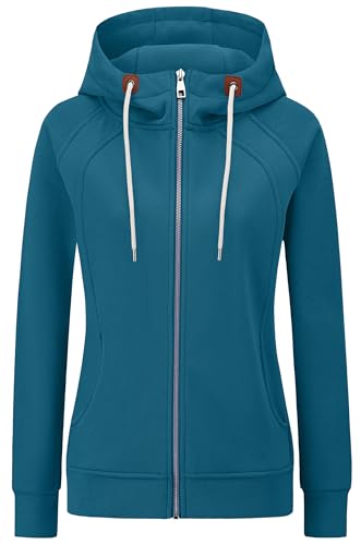 KEBORUILA Hoodie Damen Sweatjacke Kapuzenjacke Herbst Winter Sweatshirt Kapuzenpullover Mit Kapuze Reißverschluss Oberteile 2025 BlauerSee M von KEBORUILA