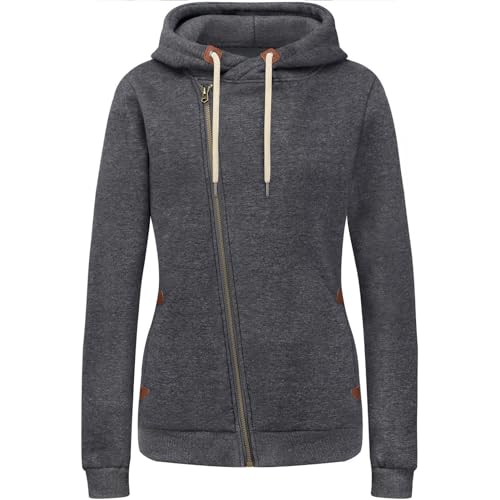 KEBORUILA Damen Sweatjacke Vicky Zip Hoodie Sweatjacke Kapuzenpullover Pullover mit Kapuze Dunkelgrau M KEBORUILA Damen Sweatjacke Vicky Zip Hoodie Sweatjacke Kapuzenpullover Pullover mit Kapuze Dunkelgrau M von KEBORUILA