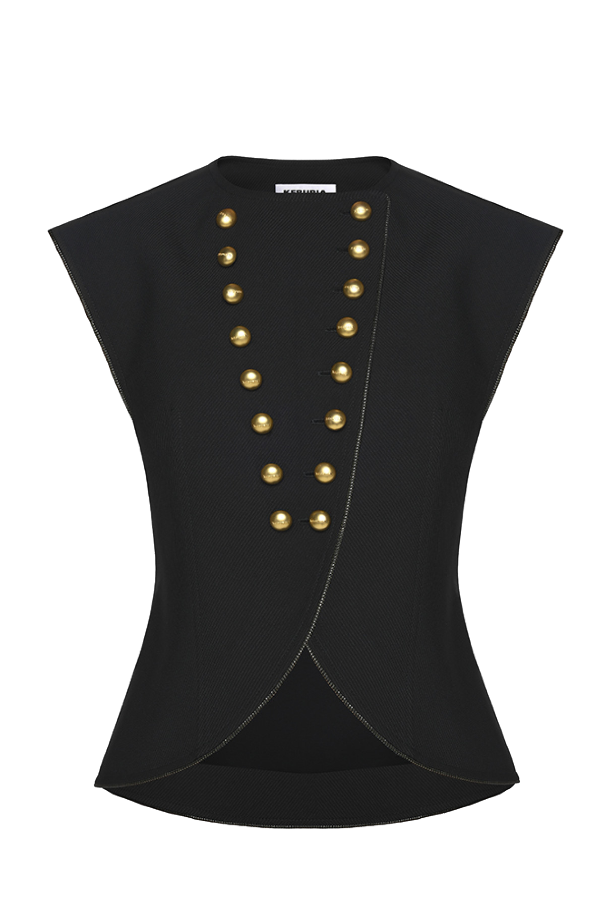 BUTTON EMBELLISHED LONGLINE VEST von KEBURIA