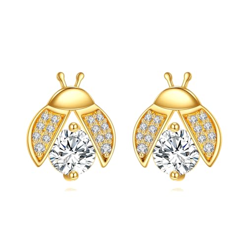 KECHO 14 Karat Gold Tiermond-Ohrstecker für Frauen – Echtgold-Schmuck-Geschenke, Gelbgold, Kein Edelstein von KECHO