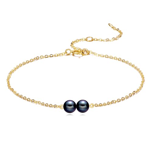 KECHO 14K Echtgold-Armband mit Süßwasser-Zucht Schwarz 2 perlen Schmuck Jubiläums- und Geburtstagsgeschenke für Damen KECHO 14K Echtgold-Armband mit Süßwasser-Zucht Schwarz 2 perlen Schmuck Jubiläums- und Geburtstagsgeschenke für Damen von KECHO