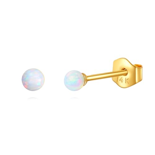 KECHO 14K Echtgold-Ohrstecker mit Kugel Weißer Opal Opalohrringe Schmuck Gelbgold Geschenke für Damen KECHO 14K Echtgold-Ohrstecker mit Kugel Weißer Opal Opalohrringe Schmuck Gelbgold Geschenke für Damen von KECHO