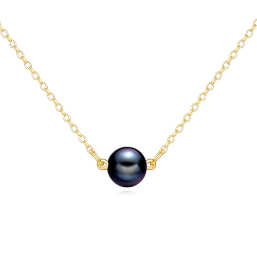 KECHO 14K Echtgold Süßwasser 1 Schwarz perlen Halskette 14K Massivgoldschmuck Jubiläums-Geburtstagsgeschenke für Damen KECHO 14K Echtgold Süßwasser 1 Schwarz perlen Halskette 14K Massivgoldschmuck Jubiläums-Geburtstagsgeschenke für Damen von KECHO