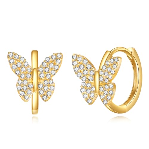 KECHO 14K massivem Gold Schmetterling Ohrringe 14K Echtgold Schmetterling Hoop Ohrringe für Frauen Schmuck KECHO 14K massivem Gold Schmetterling Ohrringe 14K Echtgold Schmetterling Hoop Ohrringe für Frauen Schmuck von KECHO