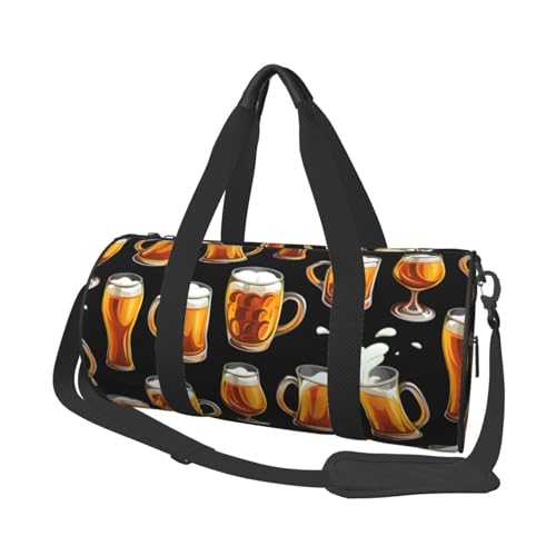 Bierglas, Reisetasche mit großem Fassungsvermögen, runde Handtasche, Sport-Reisetasche, Einkaufstasche, Fitness-Tasche von KEDDJI