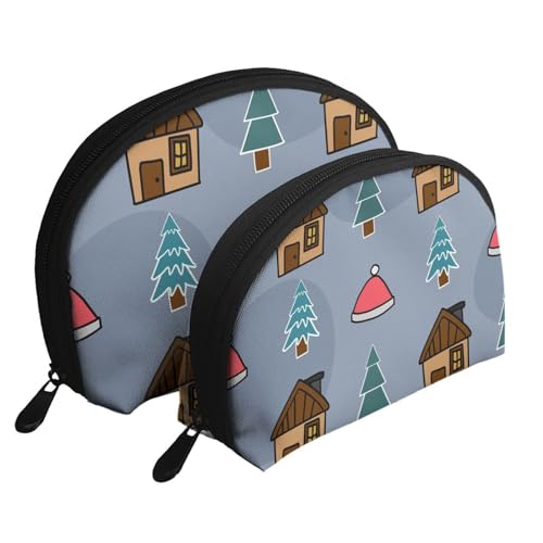 Frohe Weihnachten Weihnachtsbaum, Shell Make-up Tasche Frauen Aufbewahrungstasche kleine Geldbörse Kulturbeutel Kosmetiktasche 2 PCS Frohe Weihnachten Weihnachtsbaum, Shell Make-up Tasche Frauen Aufbewahrungstasche kleine Geldbörse Kulturbeutel Kosmetiktasche 2 PCS von KEDDJI