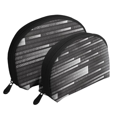 Programmiercode Schwarz, Shell Make-up Tasche Frauen Aufbewahrungstasche kleine Geldbörse Kulturbeutel Kosmetiktasche 2 PCS von KEDDJI