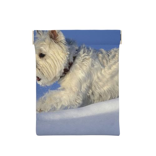 Westie Winter West Highland White Terrier Hunde, Squeeze Top Wallet Damen Aufbewahrungstasche Kleine Münzbörse Wechseltasche Westie Winter West Highland White Terrier Hunde, Squeeze Top Wallet Damen Aufbewahrungstasche Kleine Münzbörse Wechseltasche von KEDDJI