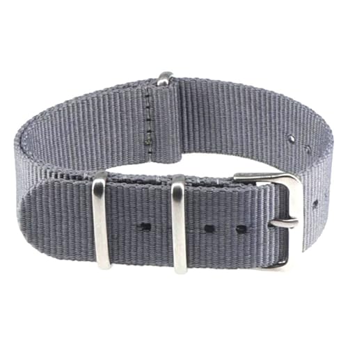 KEDFZY 14–22 mm breit, 16 cm lang, Uhrenarmband aus Canvas und Nylon, Unisex-Uhrenarmband mit integrierter Schlaufe und verstellbarem Zubehör.,Grau,18 mm von KEDFZY