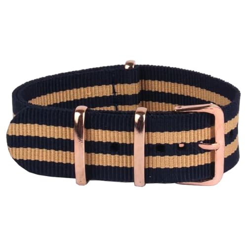 KEDFZY 18–22 mm Breite, 26 cm Länge, Nylon-Uhrenarmband mit roségoldener Schnalle, verstellbares Unisex-Uhrenarmband für den Freizeitbereich,18 mm von KEDFZY
