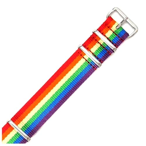 KEDFZY 18–22 mm breit, 26 cm lang, elastisches Nylon-Uhrenarmband, Unisex, wasserdichtes Sportarmband für bequemen Sitz,Regenbogen,18 mm von KEDFZY