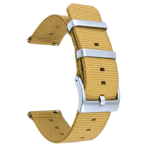 KEDFZY 18–24 mm breit, 20 cm lang, gewebtes Nylon-Uhrenarmband, Ersatzarmband mit Schnellverschluss, Edelstahlschnalle,Gold,24 mm von KEDFZY