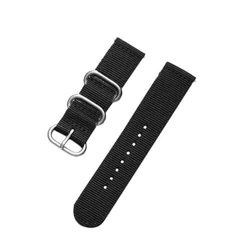 KEDFZY 18–24 mm breit, 21 cm lang, gewebtes Nylonband. Verstellbares Unisex-Band, geeignet für Outdoor- und Freizeitkleidung.,Schwarz Silber,22 mm von KEDFZY