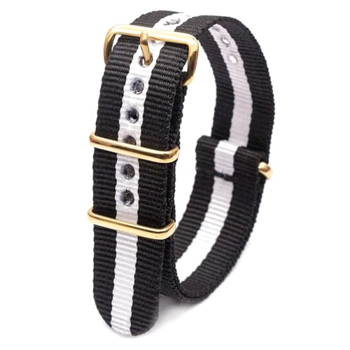 KEDFZY 18–24 mm breit, 26 cm lang, buntes Nylon-Uhrenarmband mit goldener Schnalle, integriertes Ersatzzubehör,18 mm von KEDFZY
