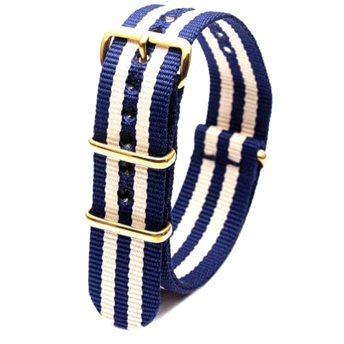 KEDFZY 18–24 mm breit, 26 cm lang, buntes Nylon-Uhrenarmband mit goldener Schnalle, integriertes Ersatzzubehör,18 mm von KEDFZY