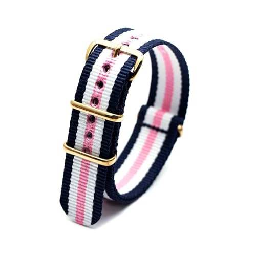 KEDFZY 18–24 mm breit, 26 cm lang, buntes Nylon-Uhrenarmband mit goldener Schnalle, integriertes Ersatzzubehör,24 mm von KEDFZY