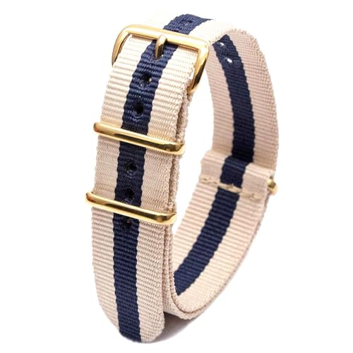 KEDFZY 18–24 mm breit, 26 cm lang, buntes Nylon-Uhrenarmband mit goldener Schnalle, integriertes Ersatzzubehör,24 mm von KEDFZY
