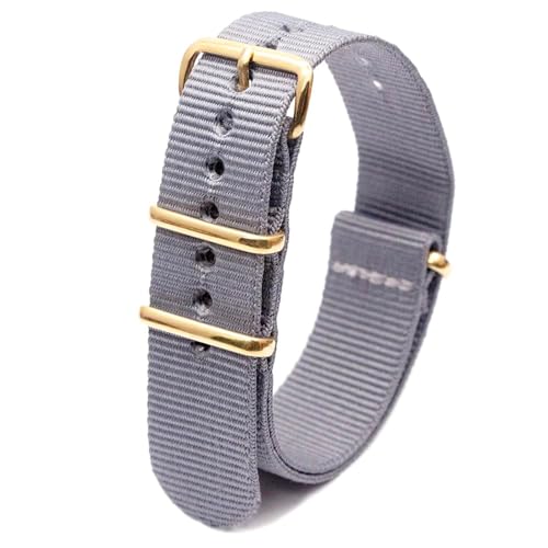 KEDFZY 18–24 mm breit, 26 cm lang, buntes Nylon-Uhrenarmband mit goldener Schnalle, integriertes Ersatzzubehör,Grau,24 mm von KEDFZY