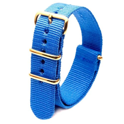 KEDFZY 18–24 mm breit, 26 cm lang, buntes Nylon-Uhrenarmband mit goldener Schnalle, integriertes Ersatzzubehör,Himmelblau,24 mm KEDFZY 18–24 mm breit, 26 cm lang, buntes Nylon-Uhrenarmband mit goldener Schnalle, integriertes Ersatzzubehör,Himmelblau,24 mm von KEDFZY