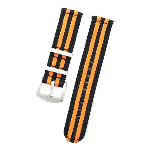KEDFZY 20–22 mm breit, 20 cm lang, glattes Nylon-Uhrenarmband, Schnellverschluss-Armband, gewebter Canvas-Stoff,Schwarz Orange,20 mm von KEDFZY