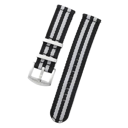 KEDFZY 20–22 mm breit, 20 cm lang, glattes Nylon-Uhrenarmband, universelles Canvas-Armband mit Schnellverschluss,Schwarz Grau,22 mm von KEDFZY