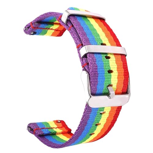KEDFZY 20–22 mm breit, helles Nylon-Uhrenarmband, Schnellverschluss-Uhrenarmband aus Canvas, langlebiges Ersatzzubehör,Regenbogen,20 mm von KEDFZY