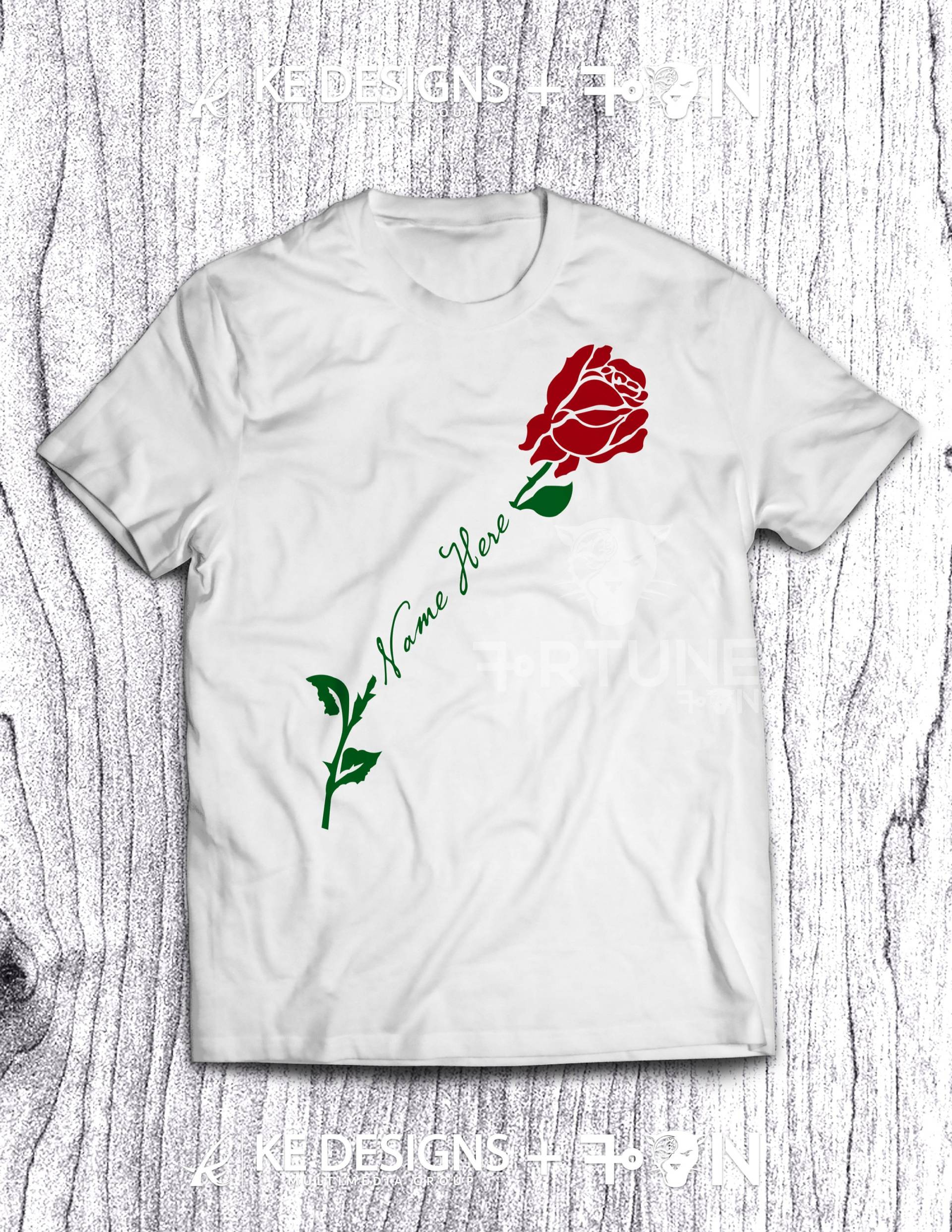 Rose Stem Tshirt-White Shirt Rose Stem Tshirt-White Shirt von KEDesignsIt