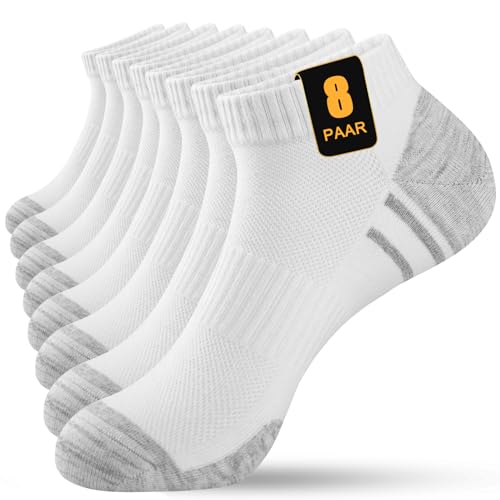 KEECOW 8 Paar Sneaker Socken Damen Kurze Sportsocken Halbsocken Quarter Atmungsaktive Baumwolle Socken (35-38,Weiß) von KEECOW